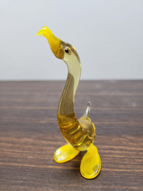 Naturally Colored Glass Figurine - Handcrafted - Goose Design