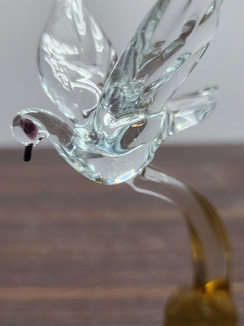 Naturally Colored Glass Figurine - Handcrafted - Dove Design