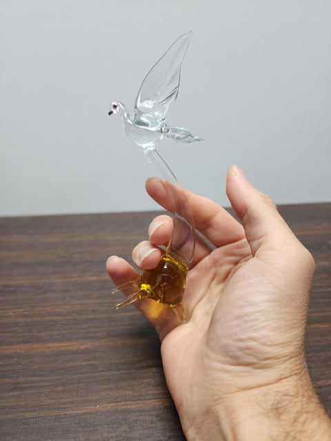 Naturally Colored Glass Figurine - Handcrafted - Dove Design