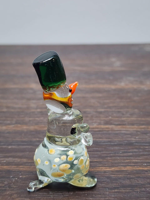 Naturally Colored Glass Figurine - Handcrafted - Snowman Design