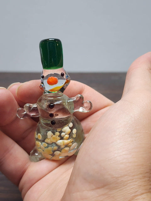 Naturally Colored Glass Figurine - Handcrafted - Snowman Design