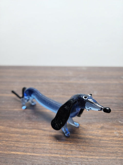 Naturally Colored Glass Figurine - Handcrafted - Dachshund Design