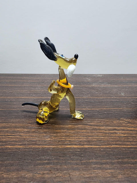 Naturally Colored Glass Figurine - Handcrafted - Dog With Newspaper Design