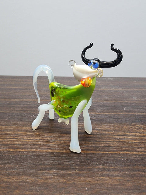 Naturally Colored Glass Figurine - Handcrafted - Cow W Tongue Out