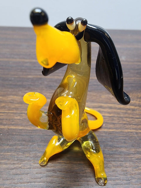 Naturally Colored Glass Figurine - Handcrafted - Dachshund Design