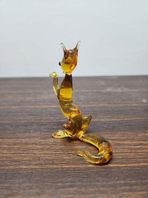 Naturally Colored Glass Figurine - Handcrafted - Standing Fox Design