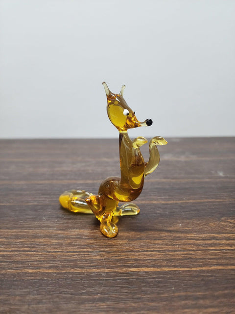 Naturally Colored Glass Figurine - Handcrafted - Standing Fox Design