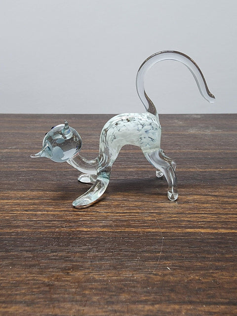 Naturally Colored Glass Figurine - Handcrafted - Cat Design