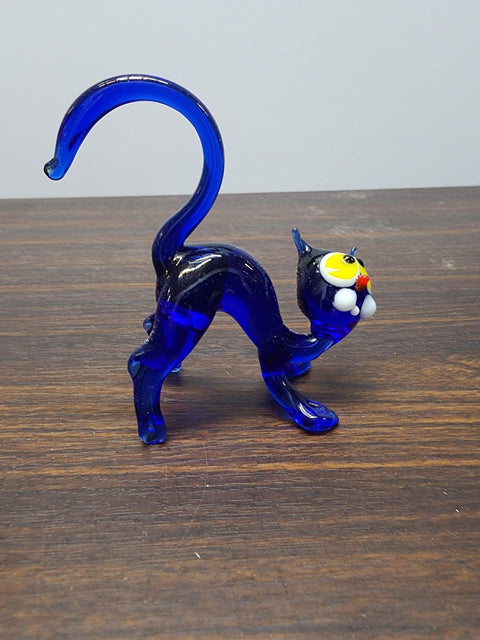 Naturally Colored Glass Figurine - Handcrafted - Cat Design