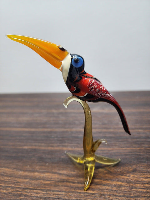 Naturally Colored Glass Figurine - Handcrafted - Toucan Design