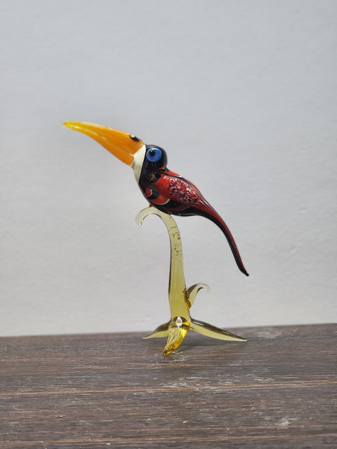 Naturally Colored Glass Figurine - Handcrafted - Toucan Design