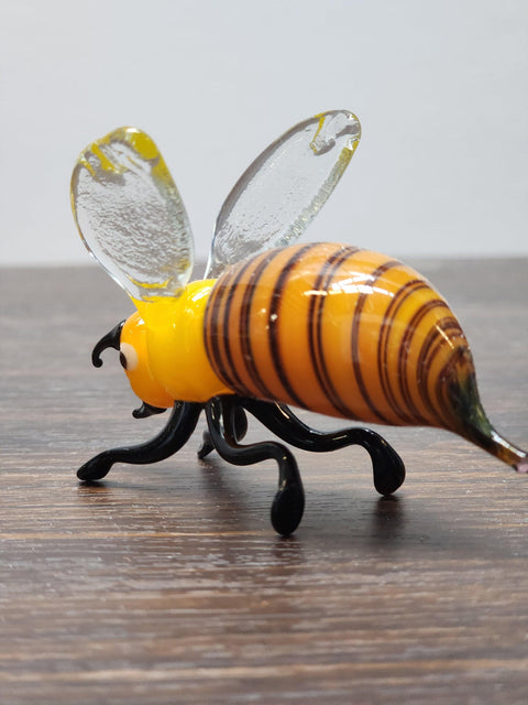 Naturally Colored Glass Figurine - Handcrafted - Bee Design