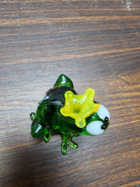 Naturally Colored Glass Figurine - Handcrafted - Frog Prince Design