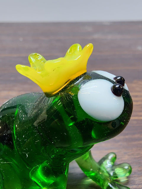 Naturally Colored Glass Figurine - Handcrafted - Frog Prince Design