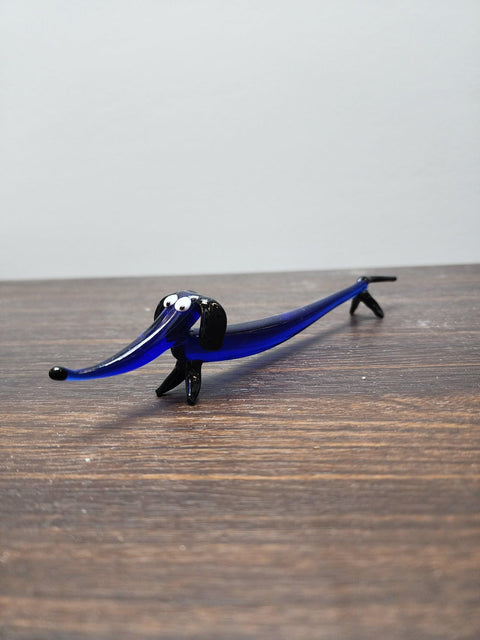 Naturally Colored Glass Figurine - Handcrafted - Dachshund Design