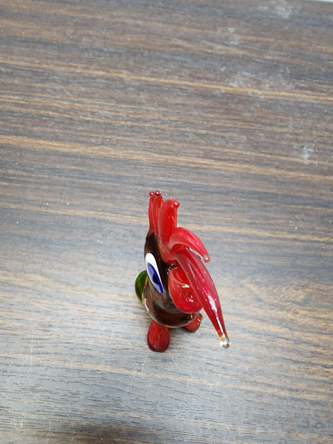 Naturally Colored Glass Figurine - Handcrafted - Parakeet Design