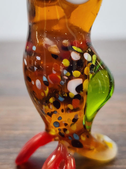 Naturally Colored Glass Figurine - Handcrafted - Parakeet Design