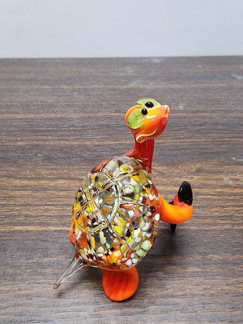 Naturally Colored Glass Figurine - Handcrafted - Turtle W Cane