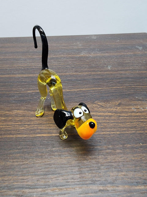 Naturally Colored Glass Figurine - Handcrafted - Dog Design