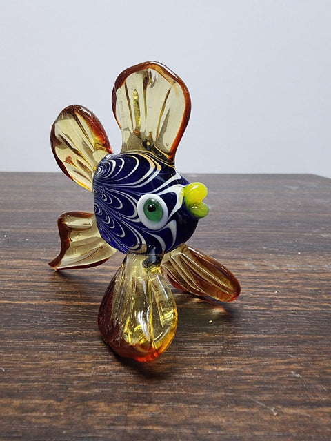 Naturally Colored Glass Figurine - Handcrafted - Fish Design