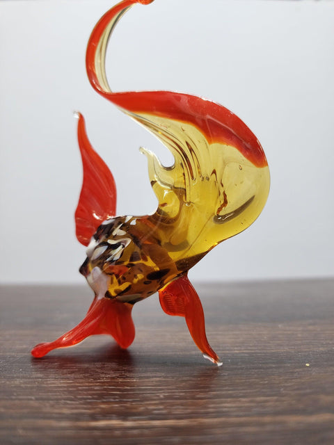 Naturally Colored Glass Figurine - Handcrafted - Fish Design