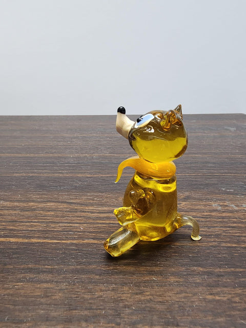 Naturally Colored Glass Figurine - Handcrafted - Teddy Bear Design