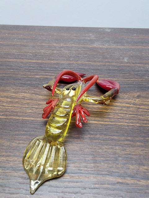 Naturally Colored Glass Figurine - Handcrafted - Lobster Design