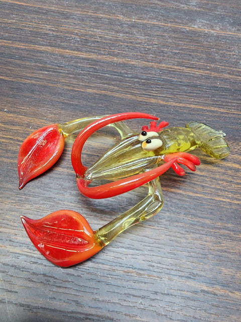 Naturally Colored Glass Figurine - Handcrafted - Lobster Design