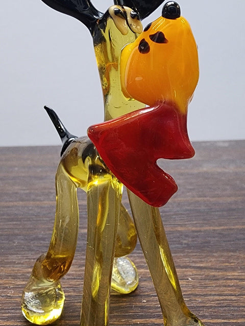 Naturally Colored Glass Figurine - Handcrafted - Dog With Heart Design