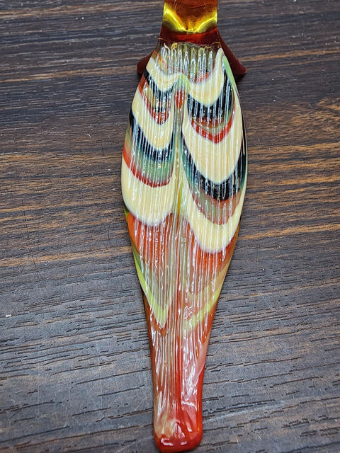 Naturally Colored Glass Figurine - Handcrafted - Peacock Design