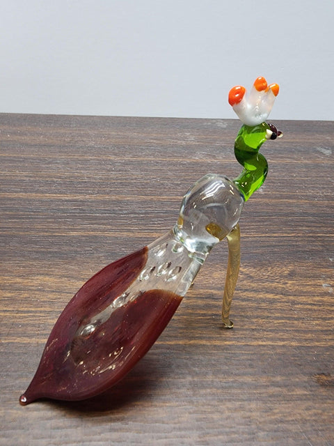 Naturally Colored Glass Figurine - Handcrafted - Peacock Design