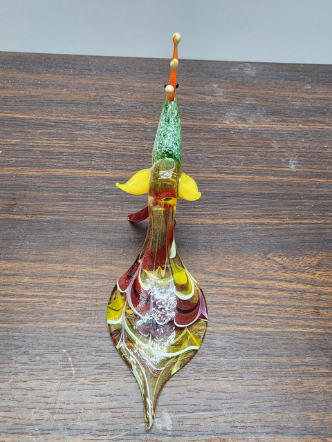 Naturally Colored Glass Figurine - Handcrafted - Peacock Design